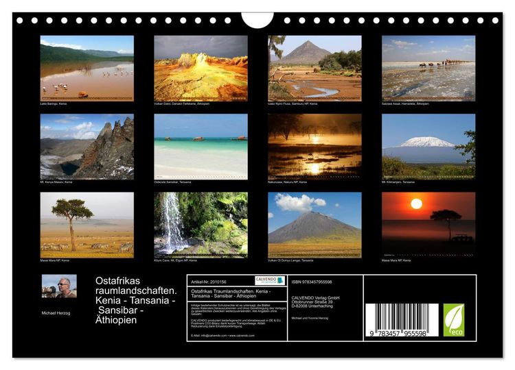 Produktbild: Ostafrikas Traumlandschaften. Kenia - Tansania - Sansibar - &Auml;thiopien (Wandkalender 2026 DIN A4 quer), CALVENDO Monatskalender