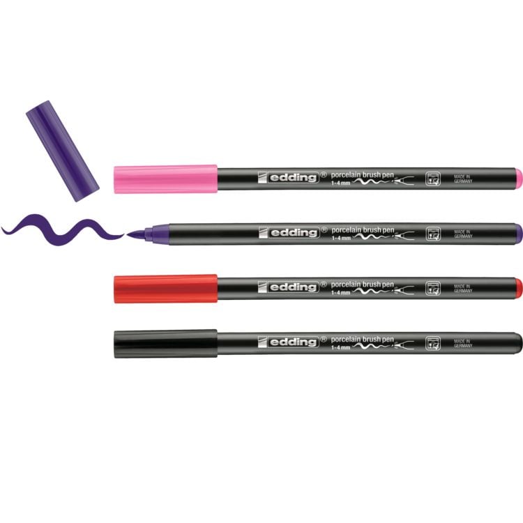 Produktbild: edding 4200 Porzellan Pinselstifte 1-4mm 4er Set