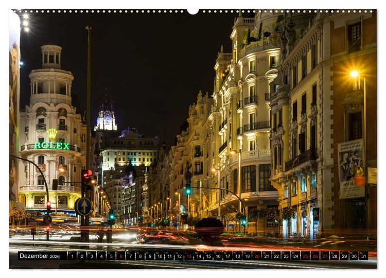 Produktbild: Madrid bei Nacht (hochwertiger Premium Wandkalender 2026 DIN A2 quer), Kunstdruck in Hochglanz