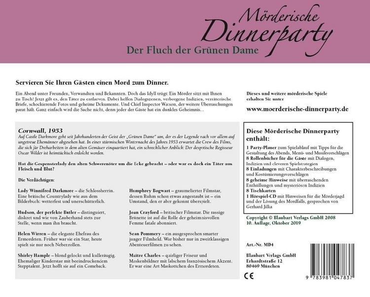 Produktbild: M&ouml;rderische Dinnerparty. Der Fluch der Gr&uuml;nen Dame