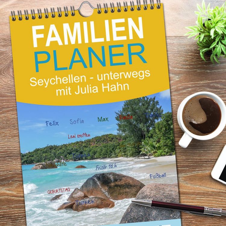 Produktbild: Familienplaner 2026 - Seychellen - unterwegs mit Julia Hahn mit 5 Spalten (Wandkalender, 21 x 45 cm) CALVENDO