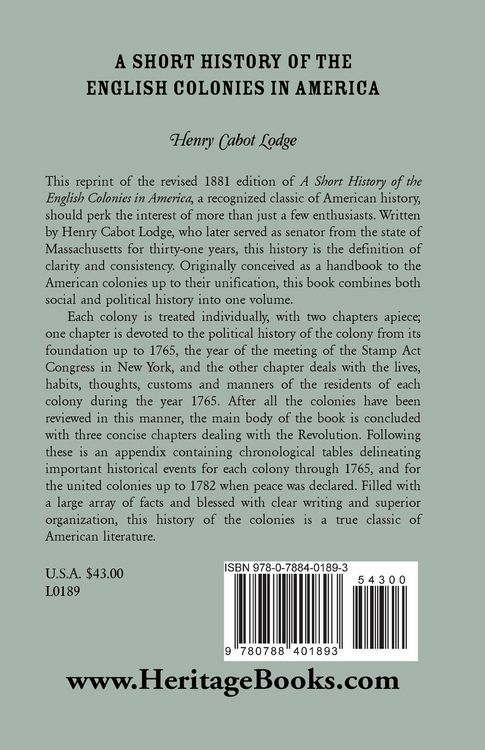 Produktbild: A Short History of the English Colonies in America