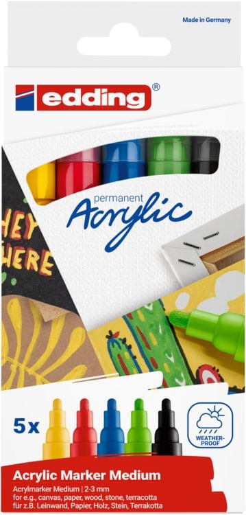 Produktbild: Edding Acrylmarker Acrylic 5100 Mittel 5er Set