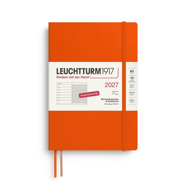 Produktbild: Wochenkalender & Notizbuch Medium (A5) 2027, Softcover, Pumpkin, Deutsch