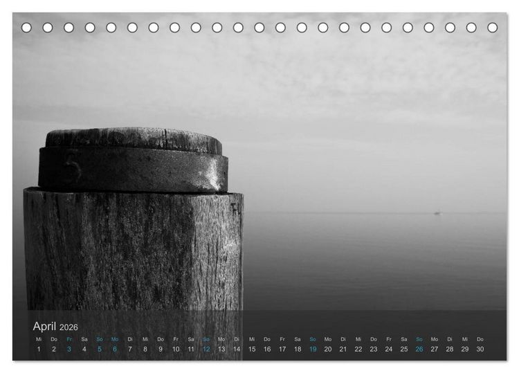 Produktbild: Seest&uuml;cke. Schwarzwei&szlig;e Nordseeimpressionen 2026 (Tischkalender 2026 DIN A5 quer), CALVENDO Monatskalender