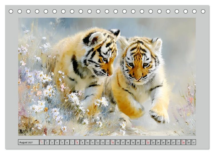 Produktbild: Tigerbabys. Kleine J&auml;ger erkunden die Welt (Tischkalender 2027 DIN A5 quer), CALVENDO Monatskalender