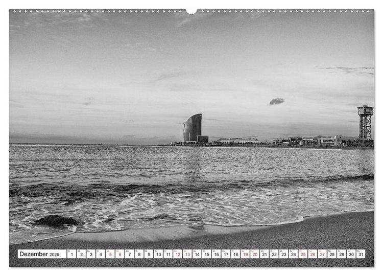 Produktbild: Barcelona Schwarz / Wei&szlig; Impressionen (hochwertiger Premium Wandkalender 2026 DIN A2 quer), Kunstdruck in Hochglanz
