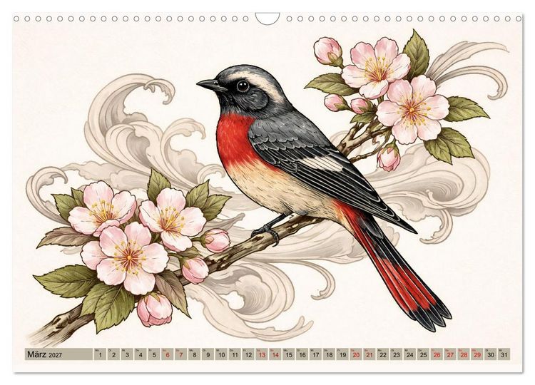 Produktbild: Naturwunder Japan: Faszinierende Vogelarten in traditioneller Kunst (Wandkalender 2027 DIN A3 quer), CALVENDO Monatskalender