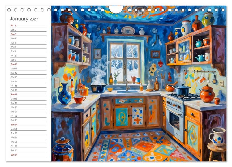 Produktbild: Painted Kitchen Moments - Twelve expressive interiors (Wall Calendar 2027 DIN A4 landscape), CALVENDO 12 Month Wall Calendar