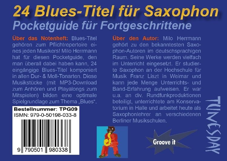 Produktbild: 24 Blues-Titel f&uuml;r Saxophon, f&uuml;r Alt-Saxophon & Tenor-Saxophon