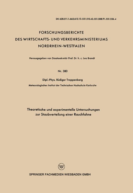 Produktbild: Theoretische und experimentelle Untersuchungen zur Staubverteilung einer Rauchfahne