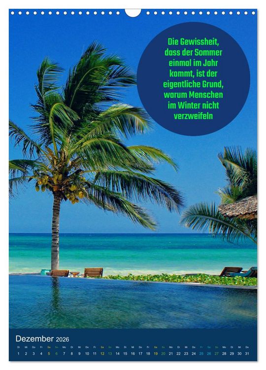 Produktbild: Verr&uuml;ckt nach SOMMER Urlaub- Auszeit - Spr&uuml;che (Wandkalender 2026 DIN A3 hoch), CALVENDO Monatskalender