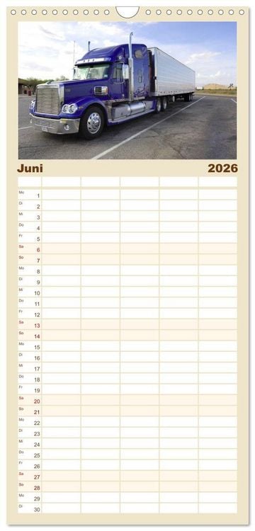 Produktbild: Familienplaner 2026 - US-Trucks. Faszination Langhauber mit 5 Spalten (Wandkalender, 21 x 45 cm) CALVENDO