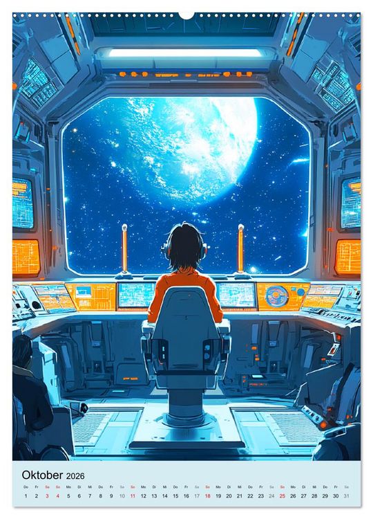 Produktbild: Im Weltall. Manga-Astronauten auf Mission (hochwertiger Premium Wandkalender 2026 DIN A2 hoch), Kunstdruck in Hochglanz