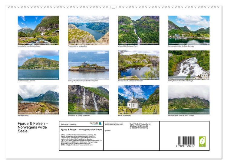 Produktbild: Fjorde & Felsen &ndash; Norwegens wilde Seele (hochwertiger Premium Wandkalender 2026 DIN A2 quer), Kunstdruck in Hochglanz