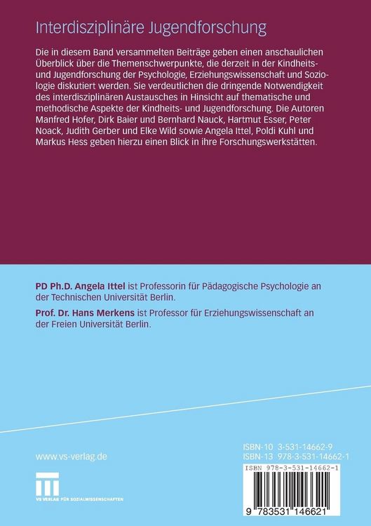 Produktbild: Interdisziplin&auml;re Jugendforschung