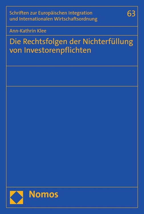 Produktbild: Die Rechtsfolgen der Nichterf&uuml;llung von Investorenpflichten