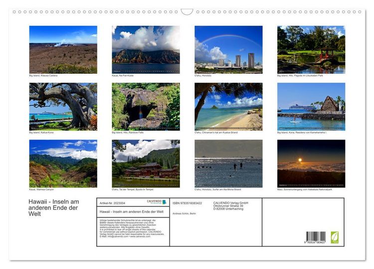Produktbild: Hawaii - Inseln am anderen Ende der Welt (Wandkalender 2026 DIN A2 quer), CALVENDO Monatskalender