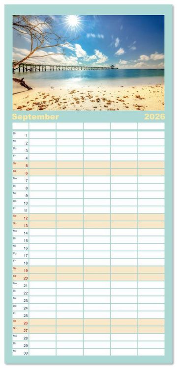 Produktbild: Familienplaner 2026 - Malerische Malediven mit 5 Spalten (Wandkalender, 21 x 45 cm) CALVENDO