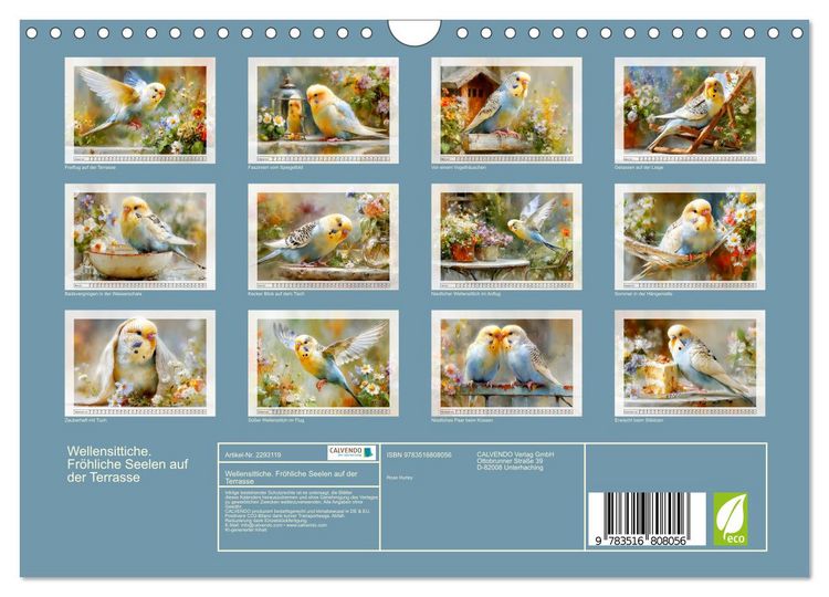 Produktbild: Wellensittiche. Fr&ouml;hliche Seelen auf der Terrasse (Wandkalender 2027 DIN A4 quer), CALVENDO Monatskalender