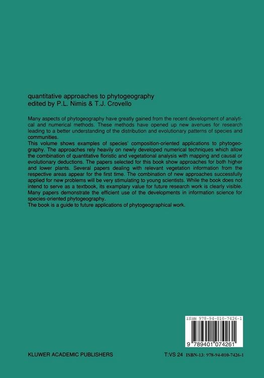 Produktbild: Quantitative approaches to phytogeography