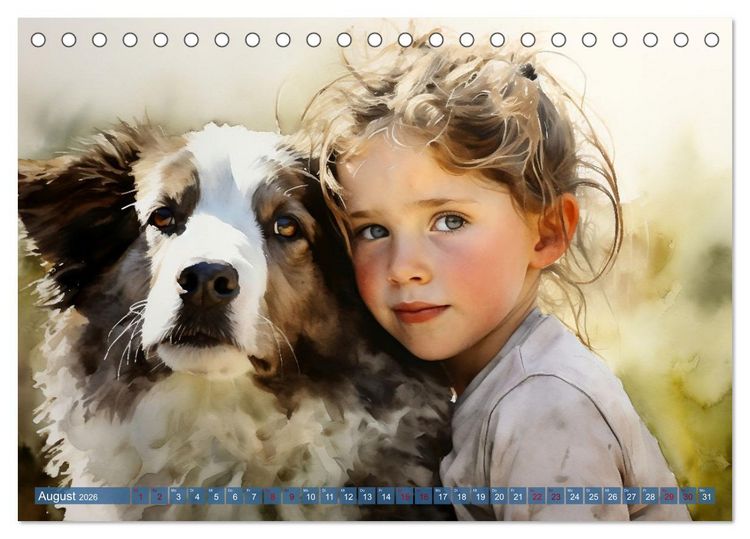 Produktbild: Kinder und Tiere (Tischkalender 2026 DIN A5 quer), CALVENDO Monatskalender