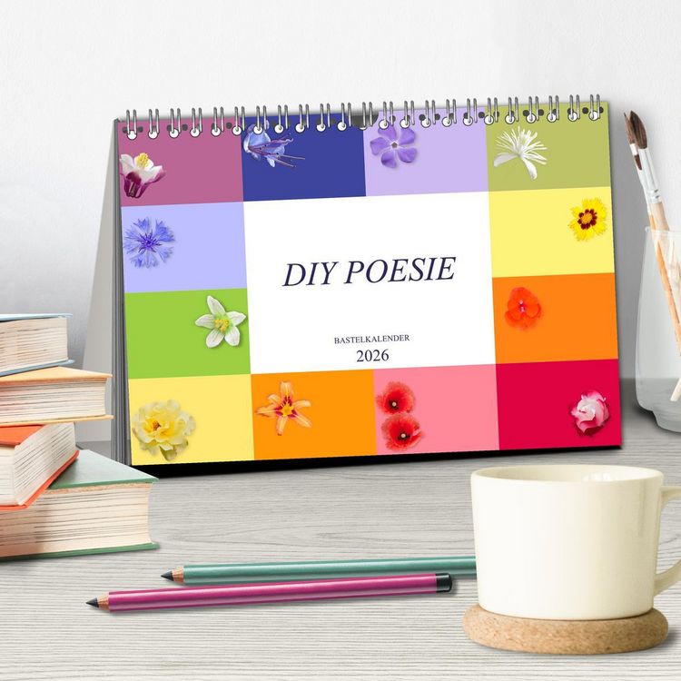 Produktbild: DIY POESIE - BASTELKALENDER (Tischkalender 2026 DIN A5 quer), CALVENDO Monatskalender