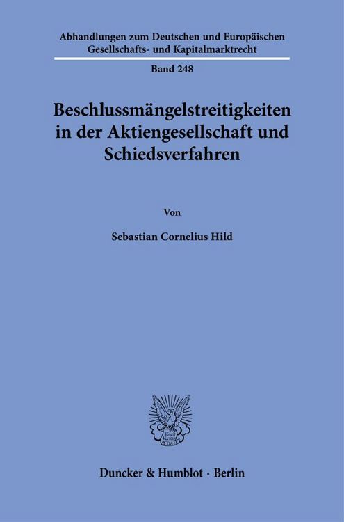 Produktbild: Beschlussm&auml;ngelstreitigkeiten in der Aktiengesellschaft und Schiedsverfahren