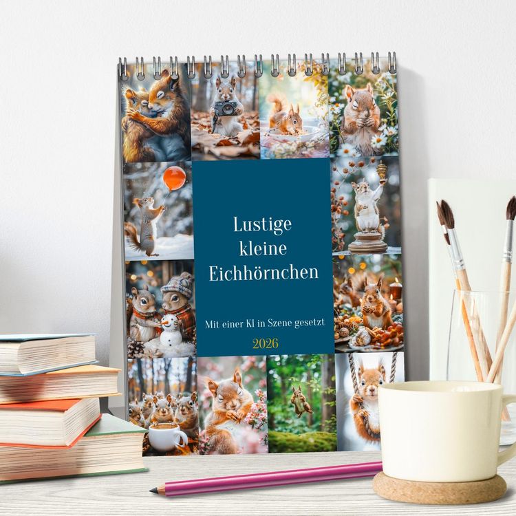 Produktbild: Lustige kleine Eichh&ouml;rnchen (Tischkalender 2026 DIN A5 hoch), CALVENDO Monatskalender