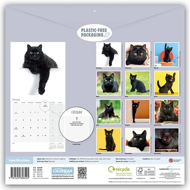 Produktbild: Black Cats &ndash; Schwarze Katzen 2027 &ndash; Wand-Kalender