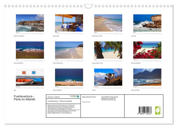 Produktbild: Fuerteventura - Perle im Atlantik (Wandkalender 2026 DIN A3 quer), CALVENDO Monatskalender