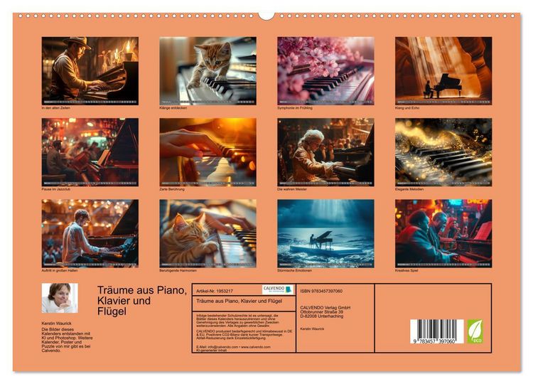 Produktbild: Tr&auml;ume aus Piano, Klavier und Fl&uuml;gel (hochwertiger Premium Wandkalender 2026 DIN A2 quer), Kunstdruck in Hochglanz
