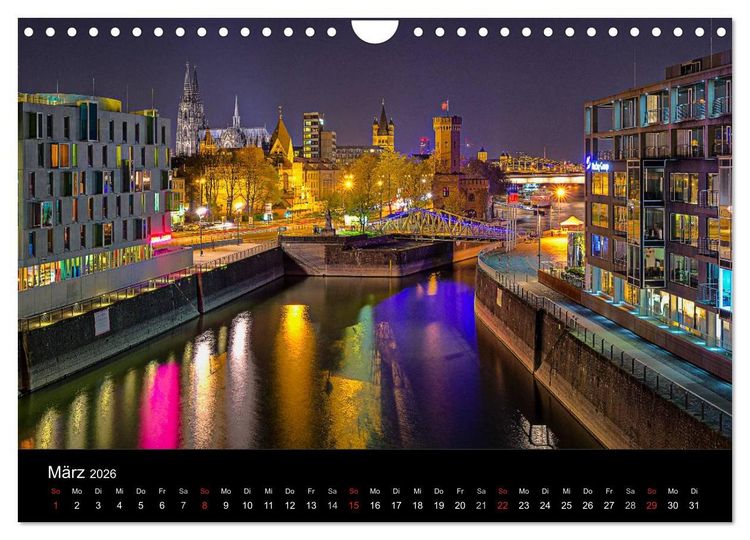 Produktbild: K&ouml;ln Impressionen bei Nacht (Wandkalender 2026 DIN A4 quer), CALVENDO Monatskalender