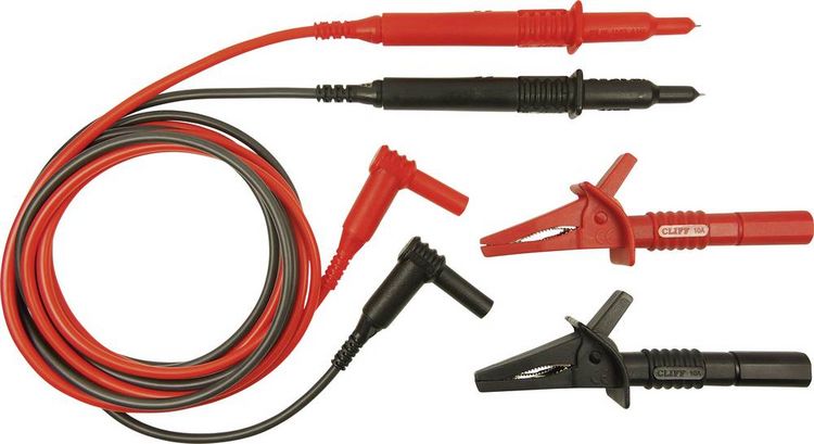 Produktbild: Cliff CIH29890 Sicherheits-Messleitungs-Set Stecker 4mm Pr&uuml;fspitze 1.50m Rot, Schwarz 1St.
