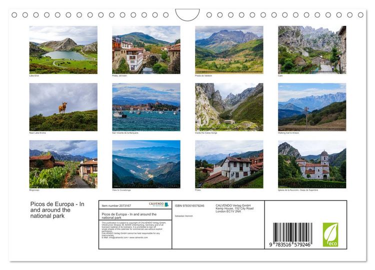 Produktbild: Picos de Europa - In and around the national park (Wall Calendar 2026 DIN A4 landscape), CALVENDO 12 Month Wall Calendar
