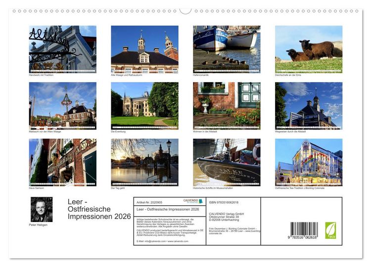 Produktbild: Leer - Ostfriesische Impressionen 2026 (hochwertiger Premium Wandkalender 2026 DIN A2 quer), Kunstdruck in Hochglanz