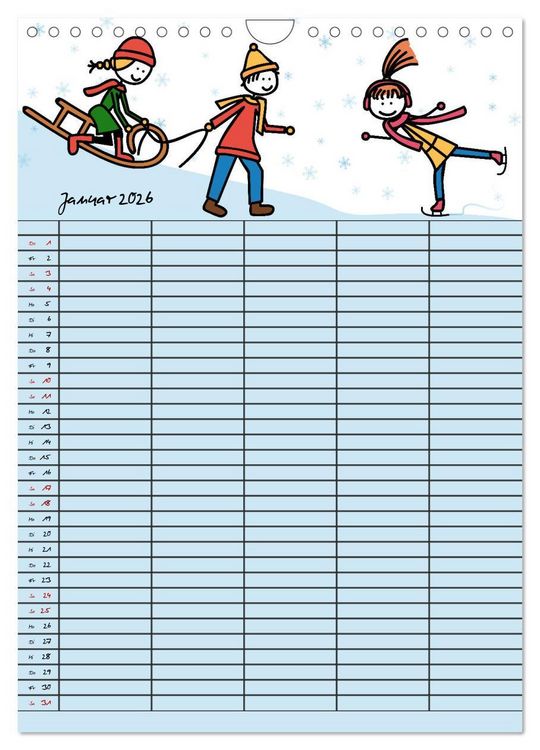 Produktbild: Fr&ouml;hlicher Familienplaner (Wandkalender 2026 DIN A4 hoch), CALVENDO Monatskalender
