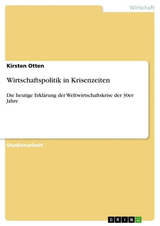 Produktbild: Wirtschaftspolitik in Krisenzeiten