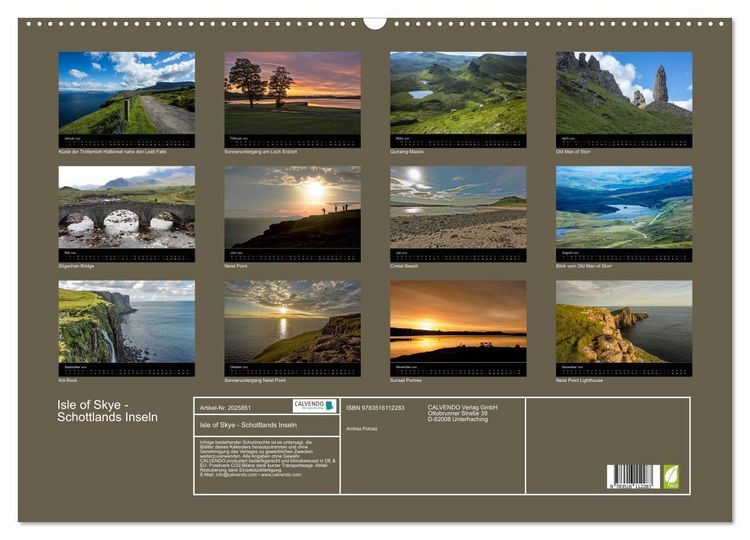 Produktbild: Isle of Skye - Schottlands Inseln (Wandkalender 2026 DIN A2 quer), CALVENDO Monatskalender