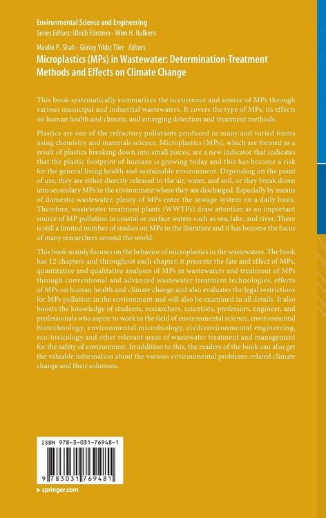 Produktbild: Microplastics (MPs) in Wastewater: Determination-Treatment Methods and Effects on Climate Change