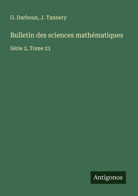 Produktbild: Bulletin des sciences math&eacute;matiques