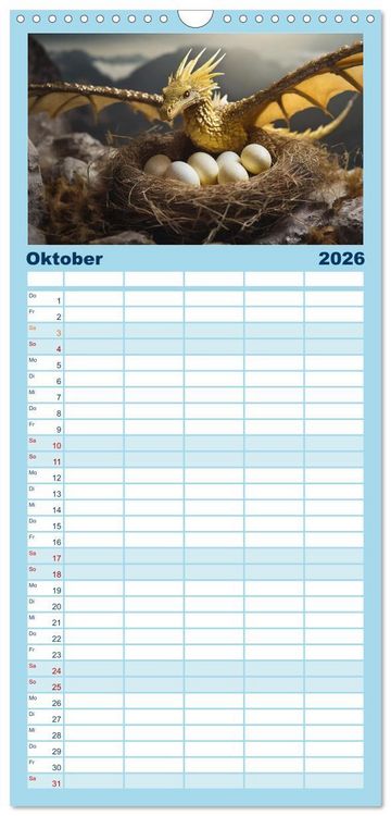 Produktbild: Familienplaner 2026 - Drachen - Herrscher der Welt mit 5 Spalten (Wandkalender, 21 x 45 cm) CALVENDO