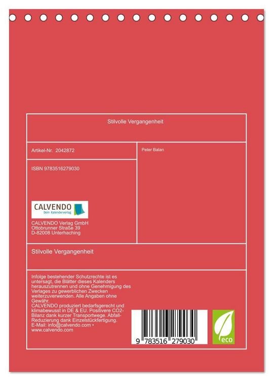 Produktbild: Stilvolle Vergangenheit (Tischkalender 2026 DIN A5 hoch), CALVENDO Monatskalender