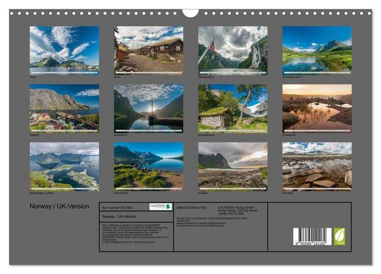 Produktbild: Norway / UK-Version (Wall Calendar 2027 DIN A3 landscape), CALVENDO 12 Month Wall Calendar