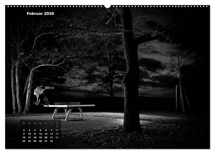 Produktbild: Skateboarden in Schwarz-Wei&szlig; (hochwertiger Premium Wandkalender 2026 DIN A2 quer), Kunstdruck in Hochglanz