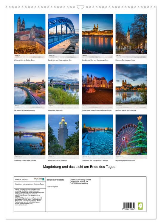 Produktbild: Magdeburg und das Licht am Ende des Tages (Wandkalender 2027 DIN A2 hoch), CALVENDO Monatskalender