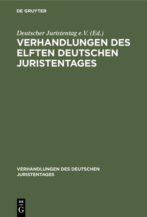 Produktbild: Verhandlungen des Elften Deutschen Juristentages