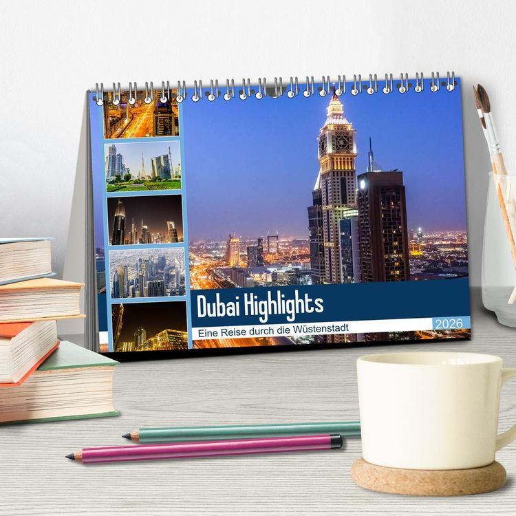 Produktbild: Dubai Highlights (Tischkalender 2026 DIN A5 quer), CALVENDO Monatskalender