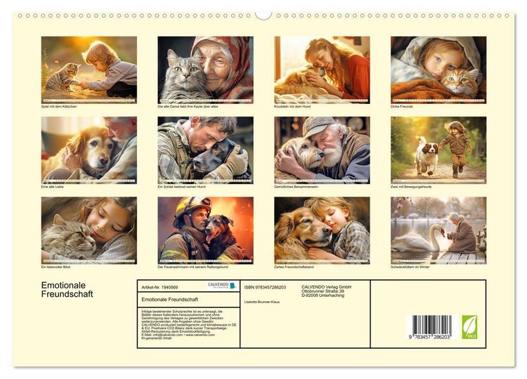 Produktbild: Emotionale Freundschaft (hochwertiger Premium Wandkalender 2026 DIN A2 quer), Kunstdruck in Hochglanz