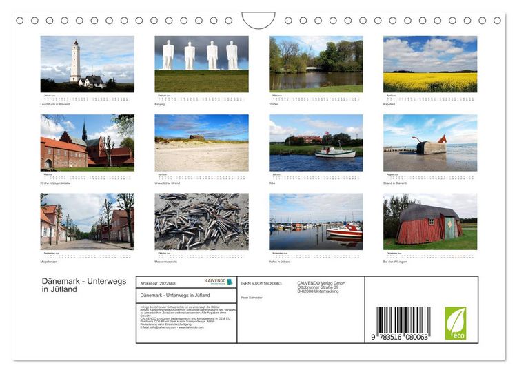 Produktbild: D&auml;nemark - Unterwegs in J&uuml;tland (Wandkalender 2026 DIN A4 quer), CALVENDO Monatskalender